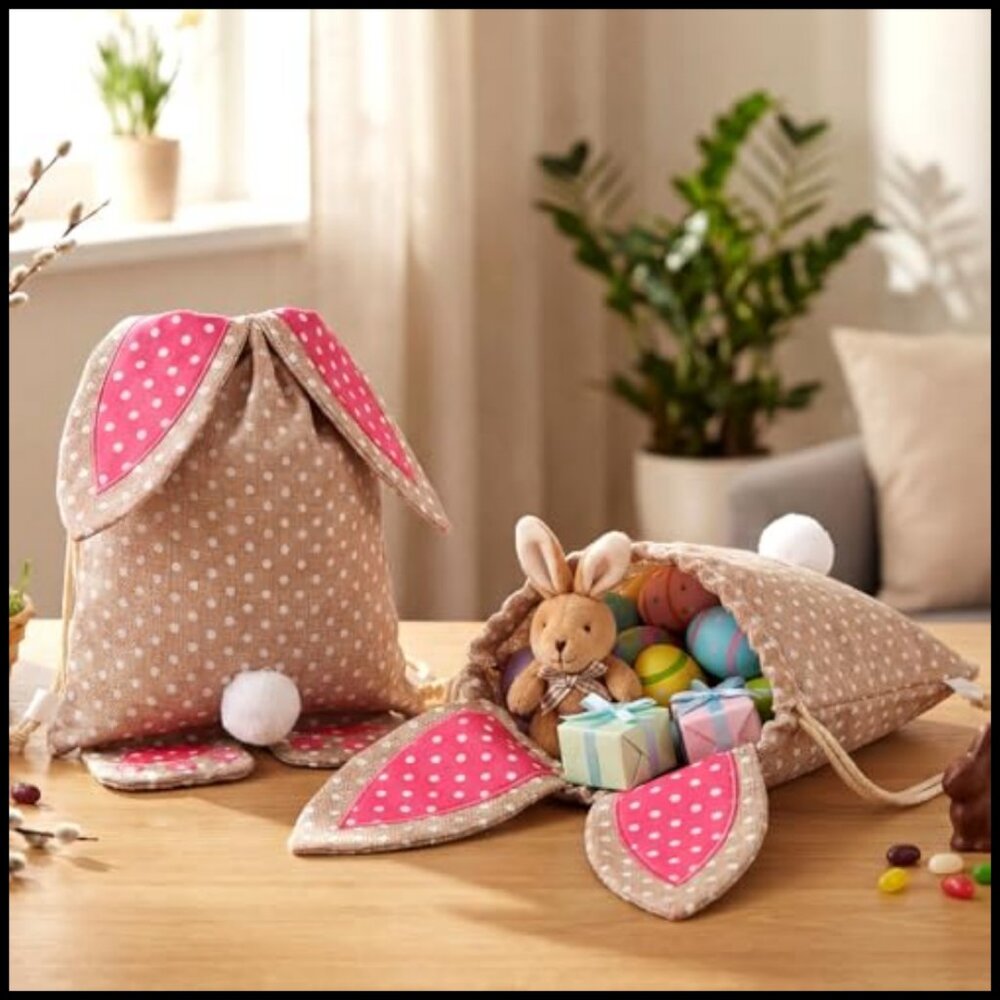 Canvas Bunny Backpack Drawstring Bag Reusable Eas… - image 3